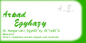 arpad egyhazy business card